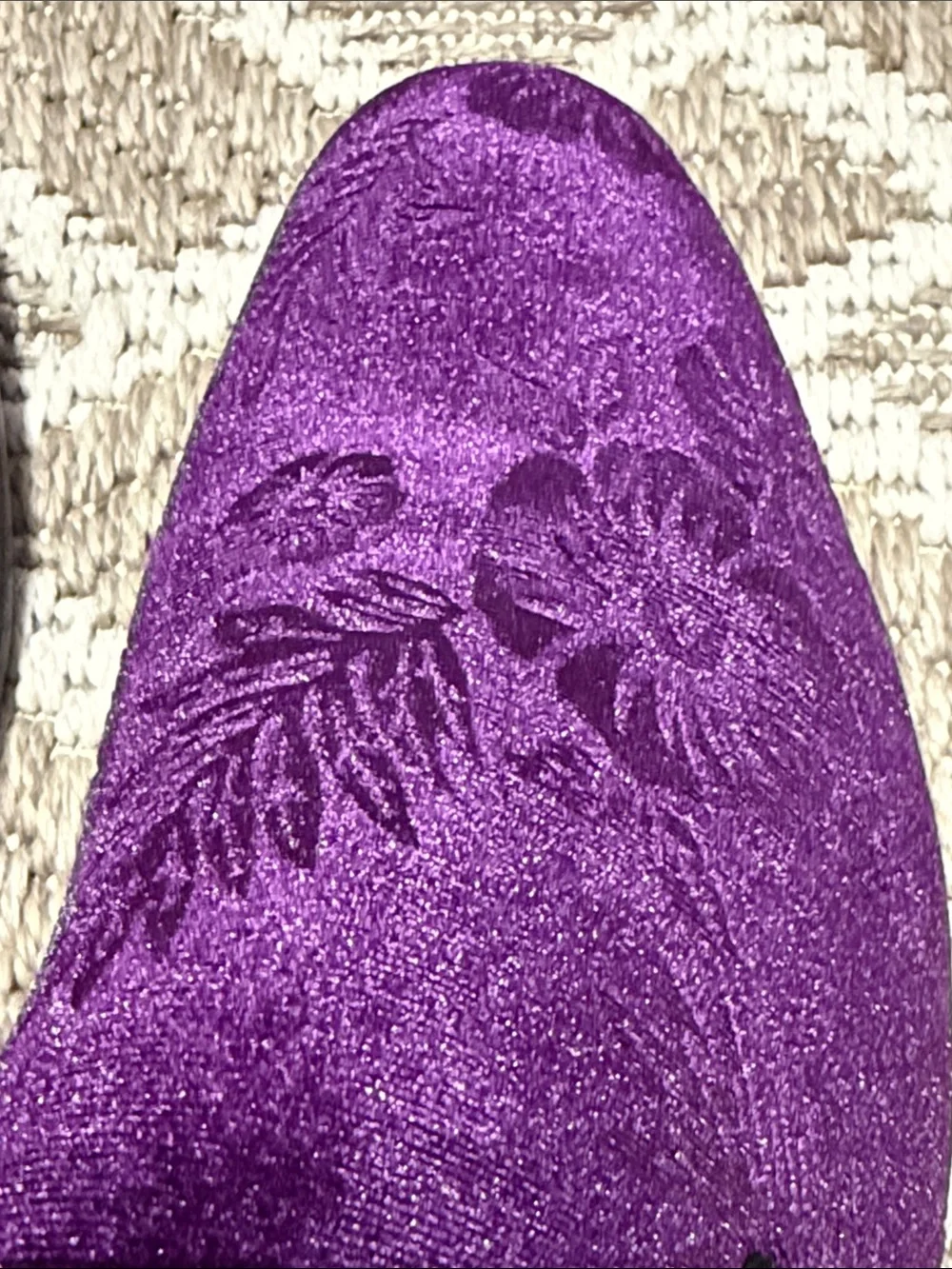 Purple Velvet Floral Slip-On Men's Dress Loafers